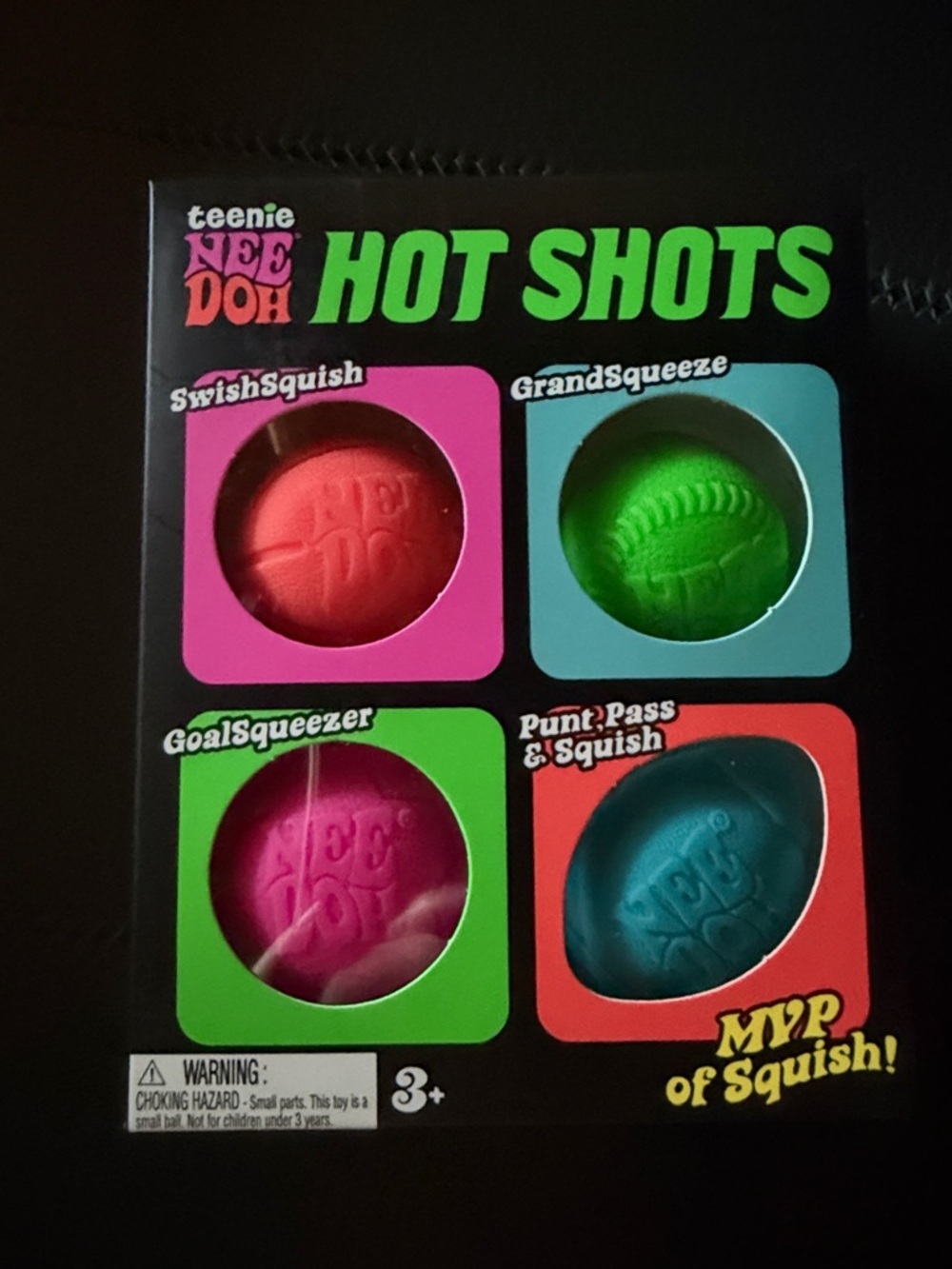 Teenie Nee Doh Hot Shots Kids Squishy Sports Balls - Pink, Green, Teal, Coral